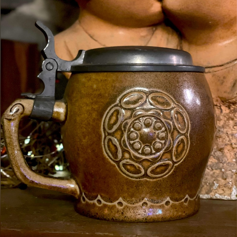 Merkelbach Jugendstil Art Nouveau Beer Stein Mug c1910 Gertrude Trude Study FLAW